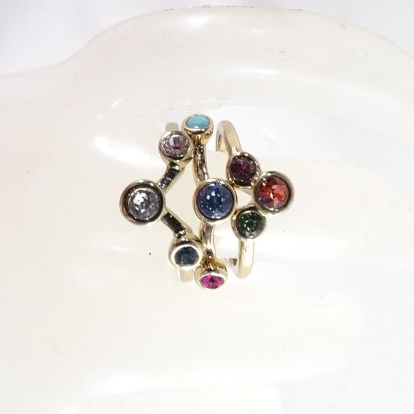 Ann Taylor Gold Gem Stone Rainbow Crystal Stackable RING NWT 49 Sz 8 - Picture 2 of 5